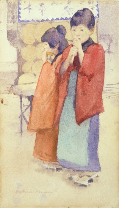 Porträt von zwei japanischen Kindern, 1895-96 von Mortimer Ludington Menpes